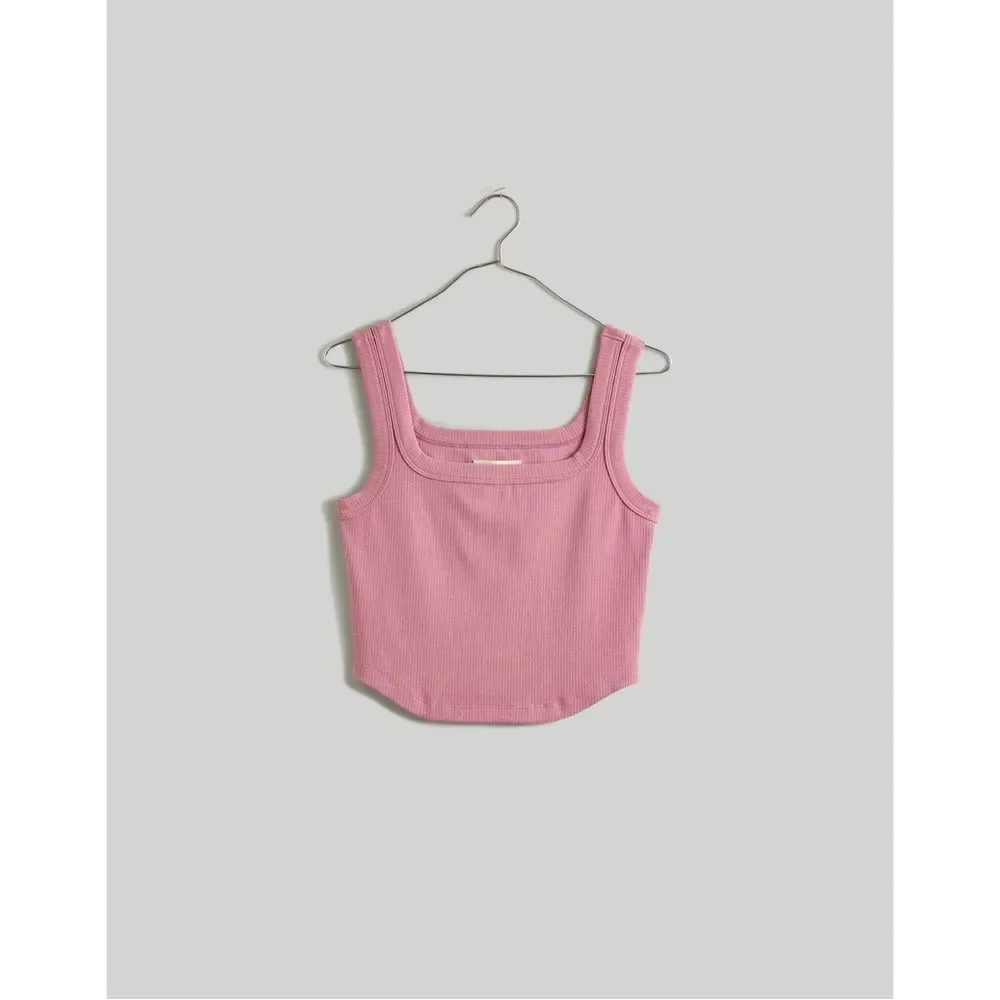 NWT Madewell The Tailored Crop Tank in Sleekhold in Pink - Picture 5 of 9